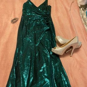 Dress The Population Sequin Gown, emerald green, M